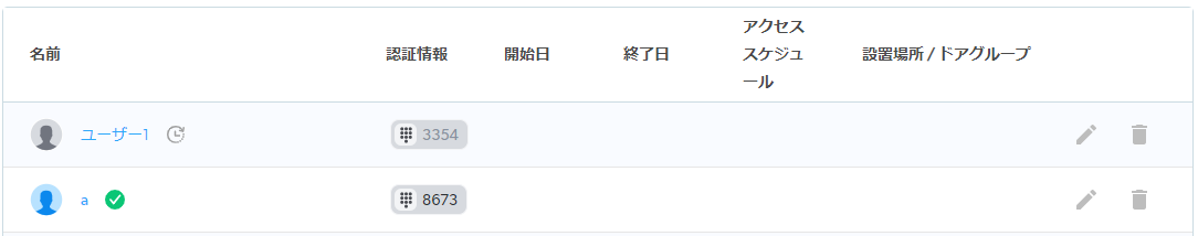 一覧の名前の右に出るチェックマーク